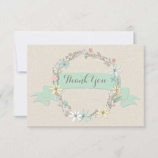 Classy Floral Wreath Banner Hartelijk dank Bedankkaart (Voorkant)