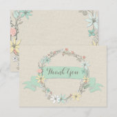 Classy Floral Wreath Banner Hartelijk dank Bedankkaart (Voorkant / Achterkant)