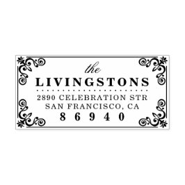Classy Floury Border Familienaam Retouradres Rubberstempel