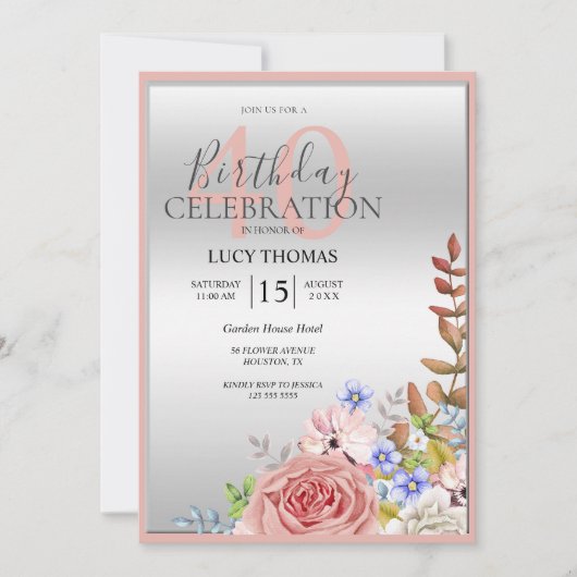 Classy Flower Corner Decoratie Verjaardag Kaart (Voorkant)