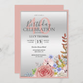 Classy Flower Corner Decoratie Verjaardag Kaart (Voorkant / Achterkant)