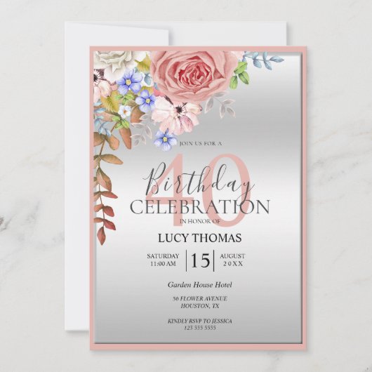 Classy Flower Corner Decoratie Verjaardag Kaart (Voorkant)