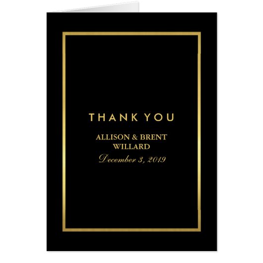 Classy Folie Gold bedankpas - Zwart (Voorkant)