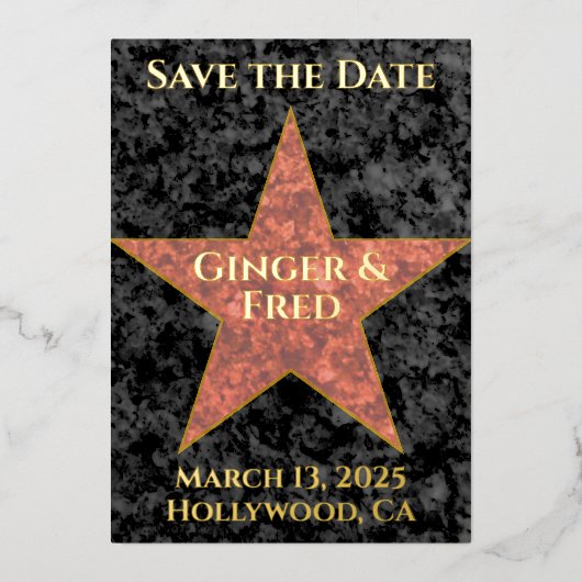 Classy Folie Hollywood Star Save the Date Uitnodiging (Voorkant)