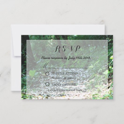 Classy Forest Petal Path Wedding RSVP Kaartje (Voorkant)