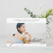 Classy Formal Calligraphy Photo College Graduation Aankondiging (Staand voorkant)