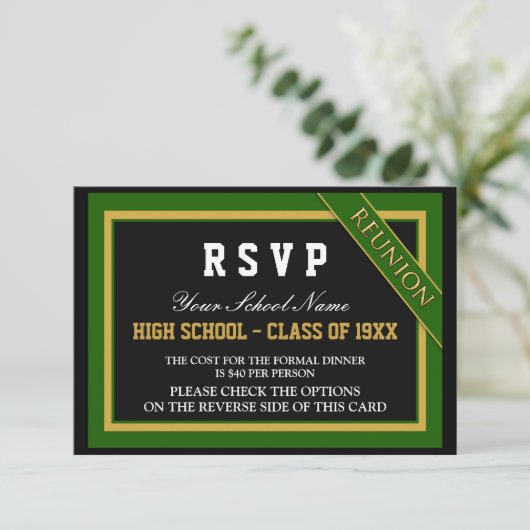 Classy Formal Class Reunion RSVP Kaart (Staand voorkant)