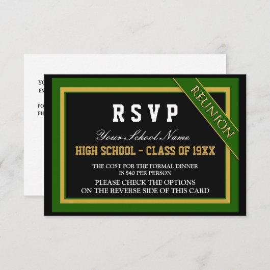 Classy Formal Class Reunion RSVP Kaart (Voorkant / Achterkant)