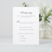 Classy Formal Elegant Black White Wedding RSVP Kaartje (Staand voorkant)