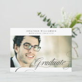 Classy Formal Elegant Script Afstuderen twee foto Aankondiging (Staand voorkant)
