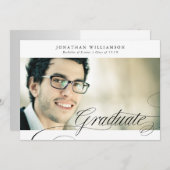 Classy Formal Elegant Script Afstuderen twee foto Aankondiging (Voorkant / Achterkant)
