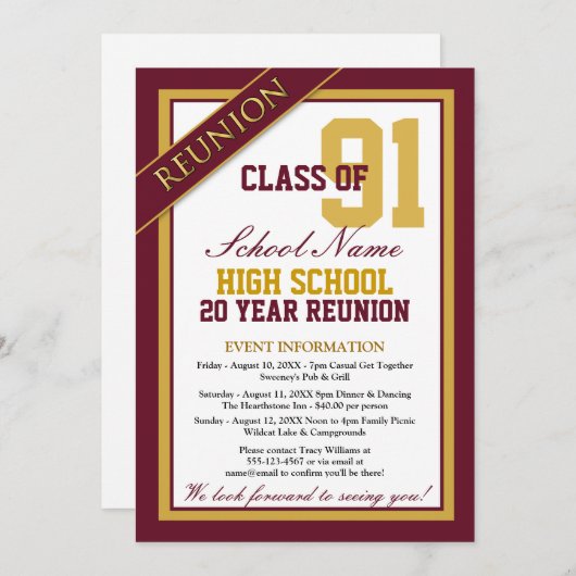 Classy Formal High School Reunion Kaart (Voorkant / Achterkant)