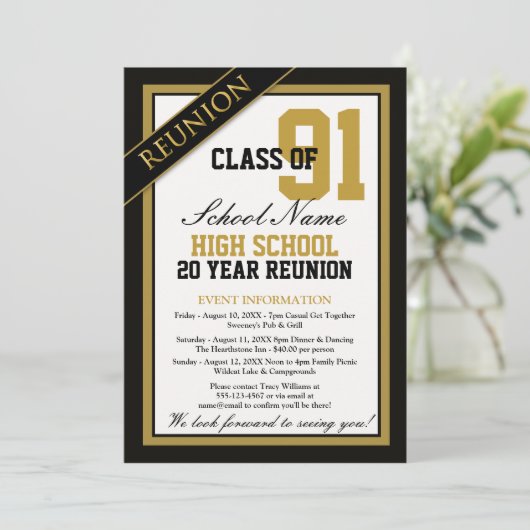 Classy Formal High School Reunion-uitnodigingen Kaart (Staand voorkant)