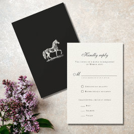 Classy Formal  Horse Equestrian Wedding RSVP Kaartje