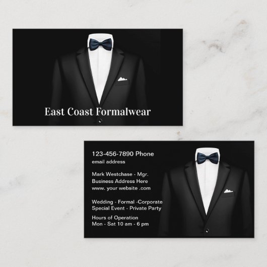 Classy Formalwear Visitekaartjes (Voorkant / Achterkant)