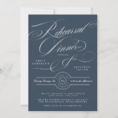 Classy formele Marine Blauw bruiloft repetitie din Kaart (Voorkant)