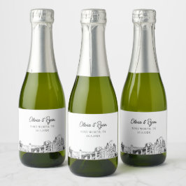 Classy Fort Worth Trouwgunst Custom Mini Sparkling Wijnetiket