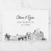 Classy Fort Worth Trouwgunst Custom Mini Sparkling Wijnetiket (Enkel label)