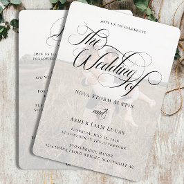 Classy foto elegant alles in één QR-code bruiloft Kaart