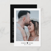 Classy foto Zwart Script met hart bruiloft Bedankkaart (Voorkant / Achterkant)