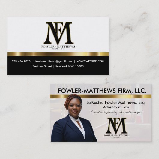 Classy Fowler Attorney Visitekaartje (Voorkant / Achterkant)