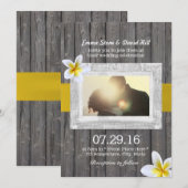 Classy Frangipani Flower Custom Photo Wedding Kaart (Voorkant / Achterkant)
