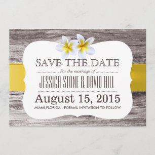 Classy Frangipani Flowers wood sparen de datum Save The Date