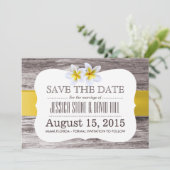 Classy Frangipani Flowers wood sparen de datum Save The Date (Staand voorkant)