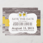 Classy Frangipani Flowers wood sparen de datum Save The Date (Voorkant / Achterkant)