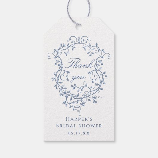 Classy Frans Blauw Vrijgezellenfeest Dank u Cadeaulabel (Achterkant)