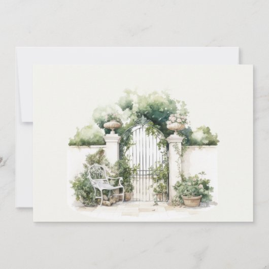 Classy Frans Tuin Landschap repetitie diner Kaart (Achterkant)