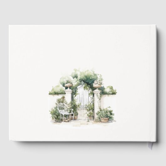 Classy Frans Tuin Landschap Waterverf Bruiloft Gastenboek (Achterkant)