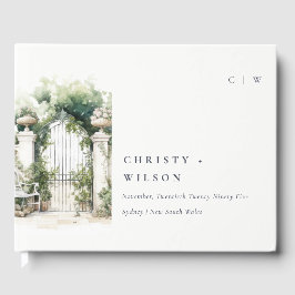 Classy Frans Tuin Landschap Waterverf Bruiloft Gastenboek