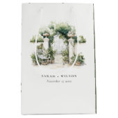 Classy Frans Tuin Landschap Waterverf Bruiloft Medium Cadeauzakje (Voorkant)