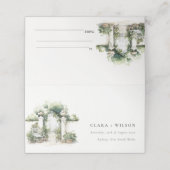Classy Frans Tuin Landschap Waterverf Bruiloft Plaatskaartje (Buitenkant ongevouwen)