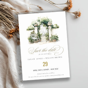 Classy Frans Tuin Landschap Waterverf Bruiloft Save The Date