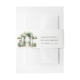 Classy Frans Tuin Landschap Waterverf Bruiloft Uitnodigingen Wikkel