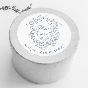 Classy Frans Victoriaans Blauw 50ste Verjaardagsfe Ronde Sticker