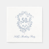 Classy Frans Victoriaans Blauw 50ste Verjaardagsfe Servet (Voorkant)
