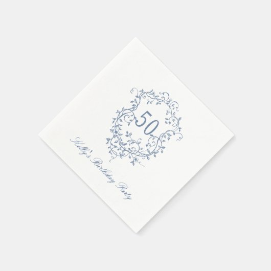 Classy Frans Victoriaans Blauw 50ste Verjaardagsfe Servet (Hoek)