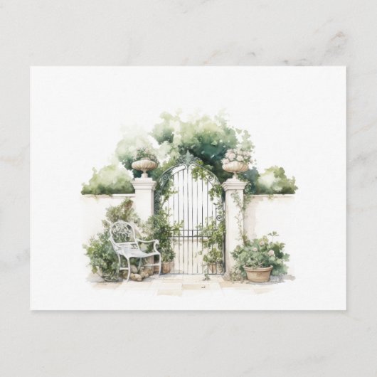 Classy Franse tuin landschap bruiloft detail Informatiekaartje (Achterkant)