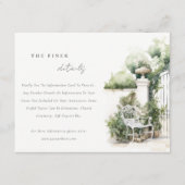 Classy Franse tuin landschap bruiloft detail Informatiekaartje (Voorkant)