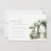 Classy Franse tuin landschap bruiloft detail RSVP Kaartje (Voorkant)