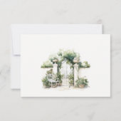 Classy Franse tuin landschap bruiloft detail RSVP Kaartje (Achterkant)