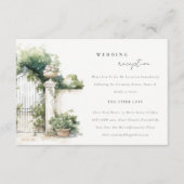 Classy Franse tuin landschap bruiloft receptie Informatiekaartje (Voorkant)