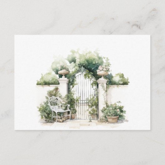 Classy Franse tuin landschap bruiloft receptie Informatiekaartje (Achterkant)