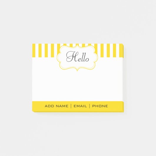 Classy Freesia Yellow Stripes personaliseren Post-it® Notes (Voorkant)