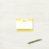 Classy Freesia Yellow Stripes personaliseren Post-it® Notes (Op bureau)