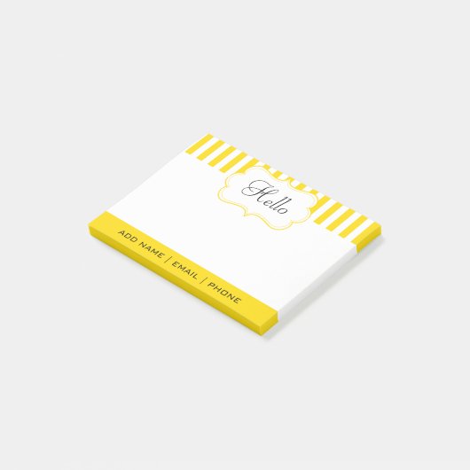 Classy Freesia Yellow Stripes personaliseren Post-it® Notes (Schuin)