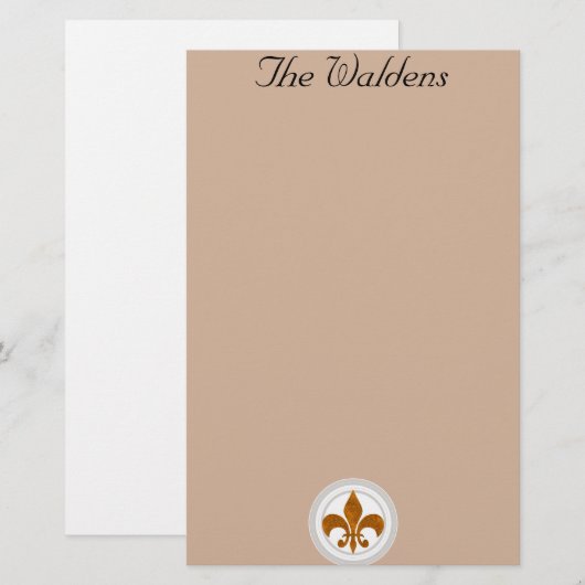 Classy French Fleur de Lis Custom Briefpapier (Voorkant / Achterkant)